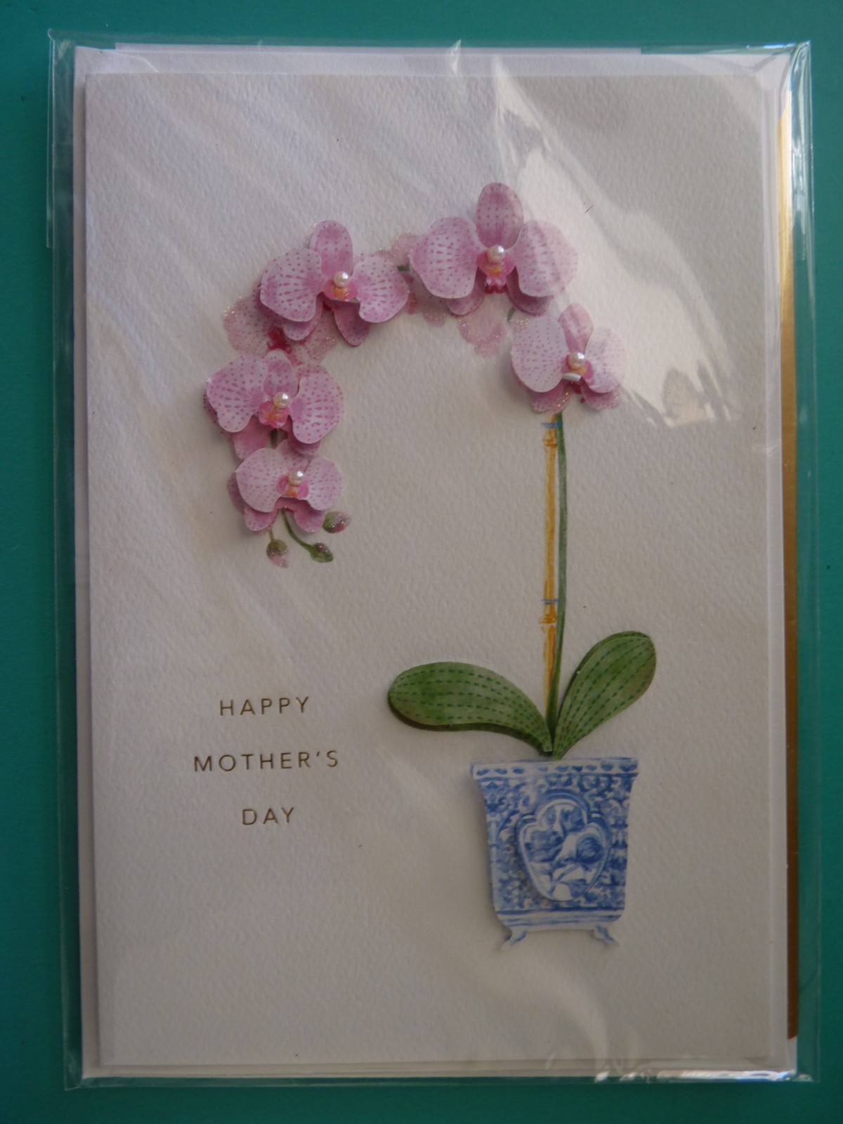 Mother’s Day Greeting Card 3-D Embellished Potted Orchid Hallmark Signature