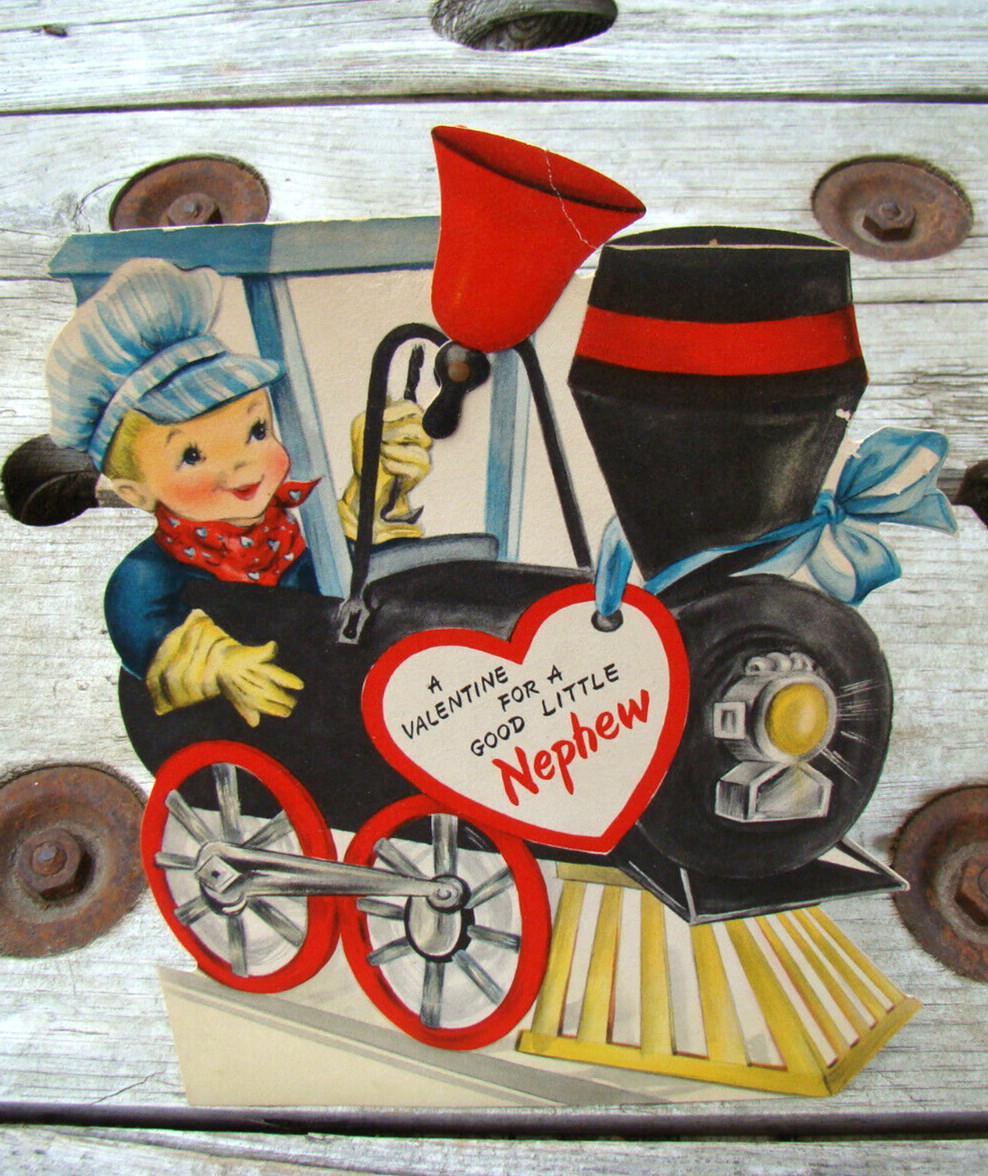 1950s Children’s Valentines ~Mechanical Movable~ Queen Train Vintage Love 💌