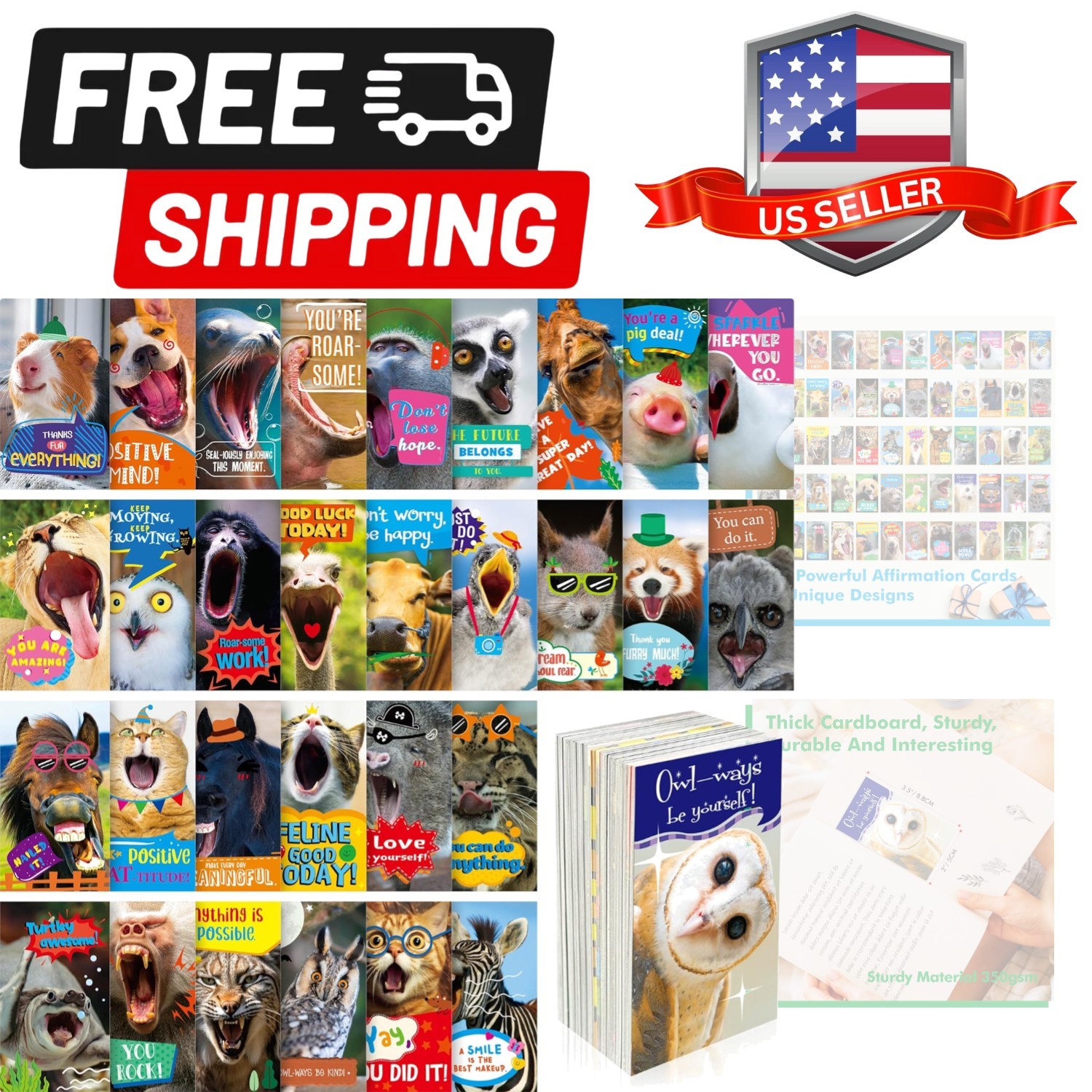 200 PCS Fun Animal Motivational Cards, 60 Designs Encouragement Inspirational…