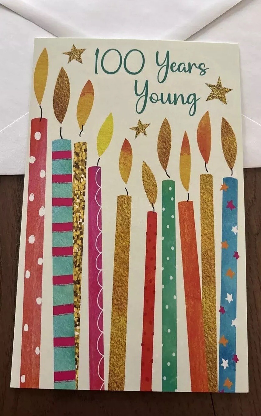 Birthday 100 Years Young Milestone 100 Year Old 5”x7.75” Stockwell Greeting Card
