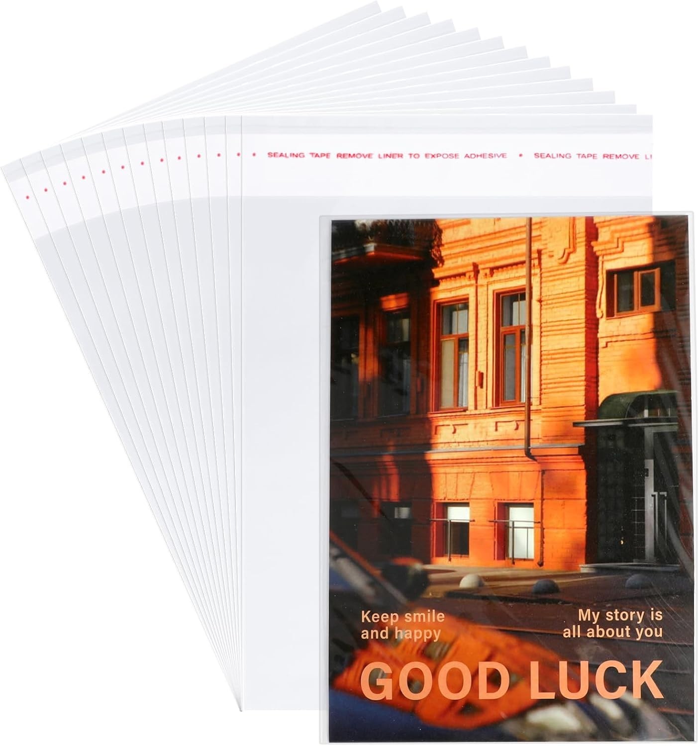 200Pcs 5-1/2 x 7-1/2 Inch Thick Greeting Card Clear Plastic Sleeves Self Seal…