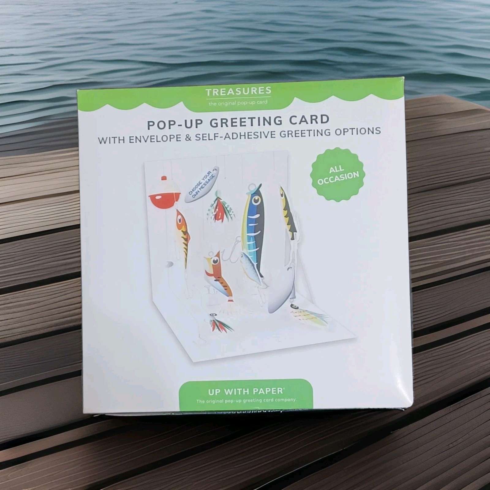 Pop-Up Fishing Lures Greeting Card – Fathers Day Customizable Message Tags Inc