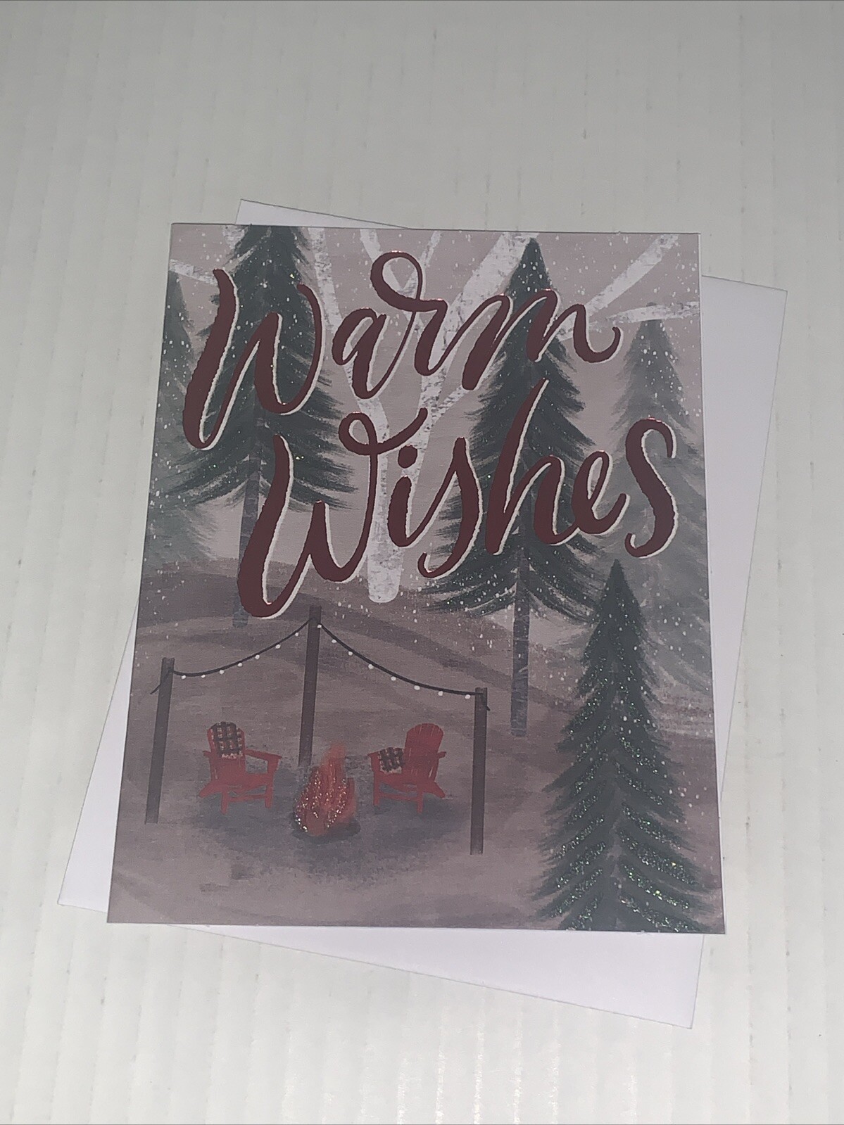 Graphique Christmas Card: Cozy Campfire In The Wood Peace & Love Warm Your Heart