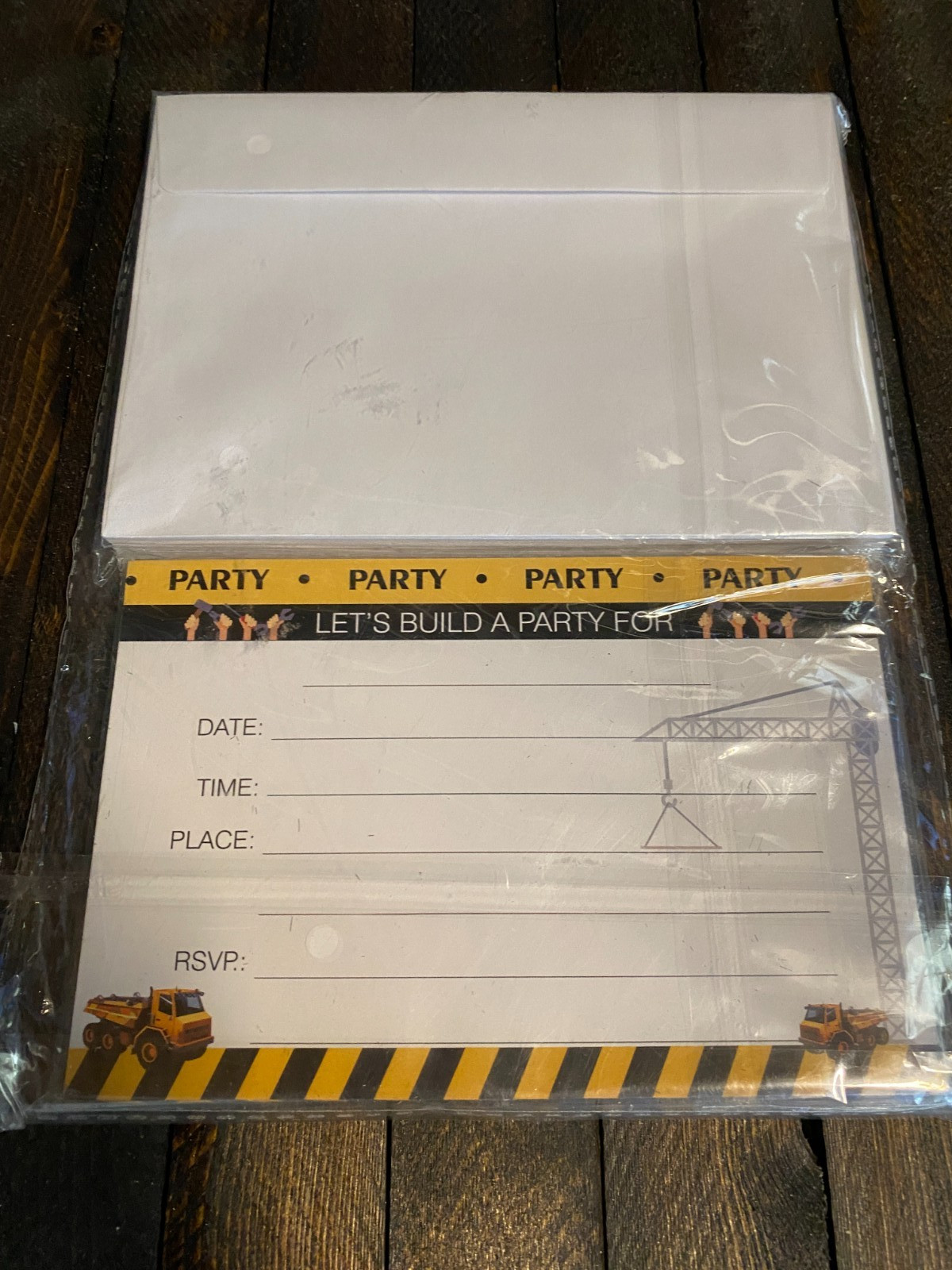 Builder Construction Birthday Party Invitation 30 Cards With 30 Envelopes