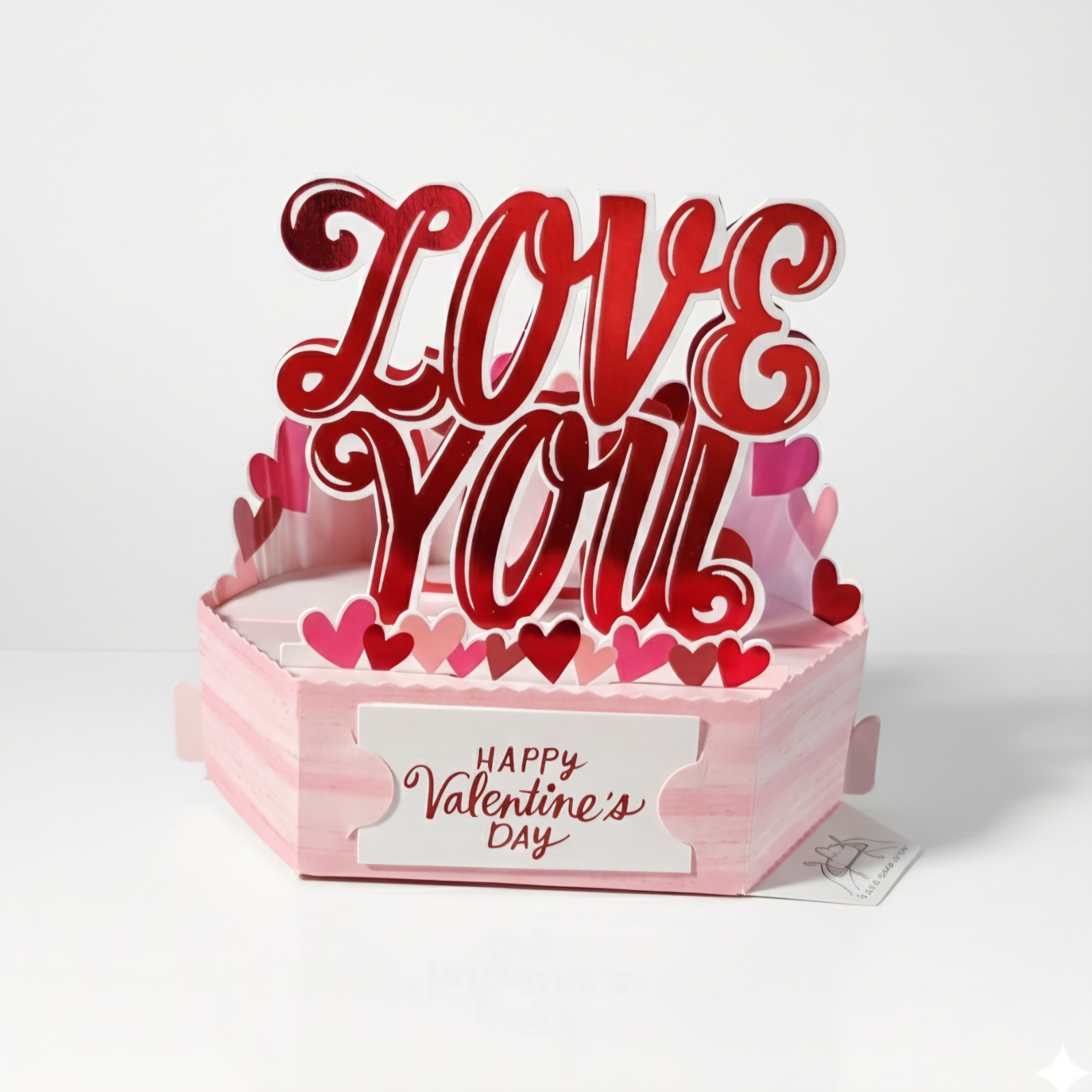 Valentine’s Day 3D Pop-up Card Love You Hearts Metallic Partner Spouse BF GF
