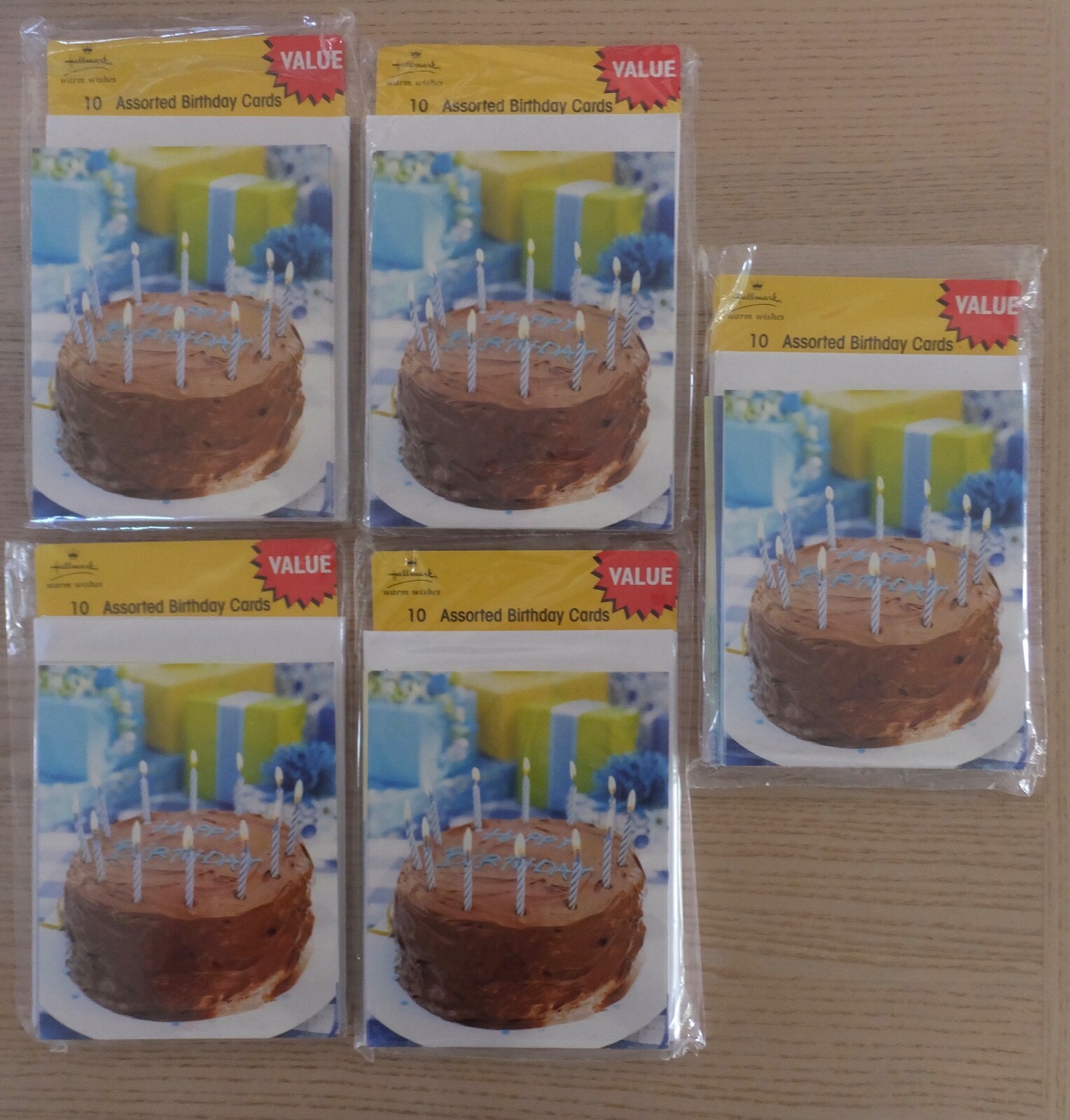 5 Packages of Hallmark Birthday Card,10 Cards in Each Package=50 cards,5 Designs