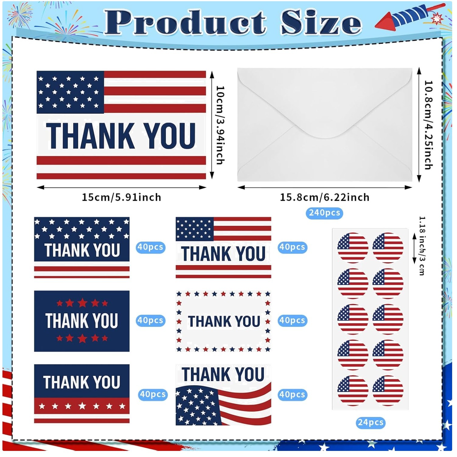 Thank You Cards for Veterans & Volunteers – 240 Count