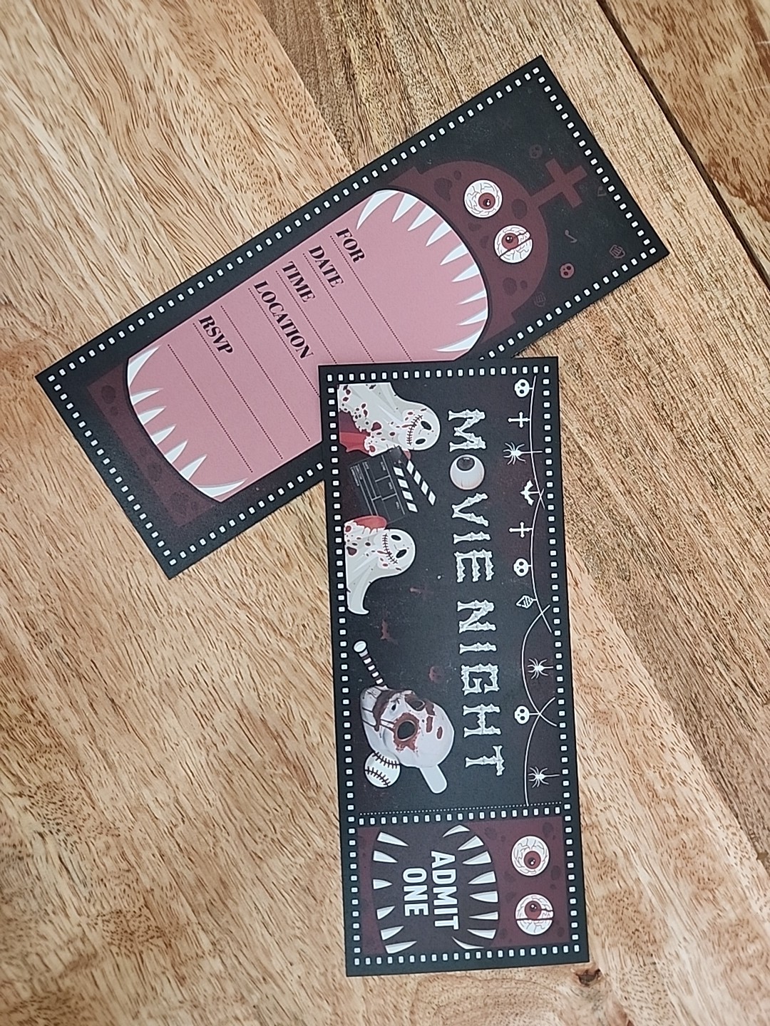 Movie Night Invitations/Tickets – 20 pack (3.25 in x 8 in) Monster Scary Horror