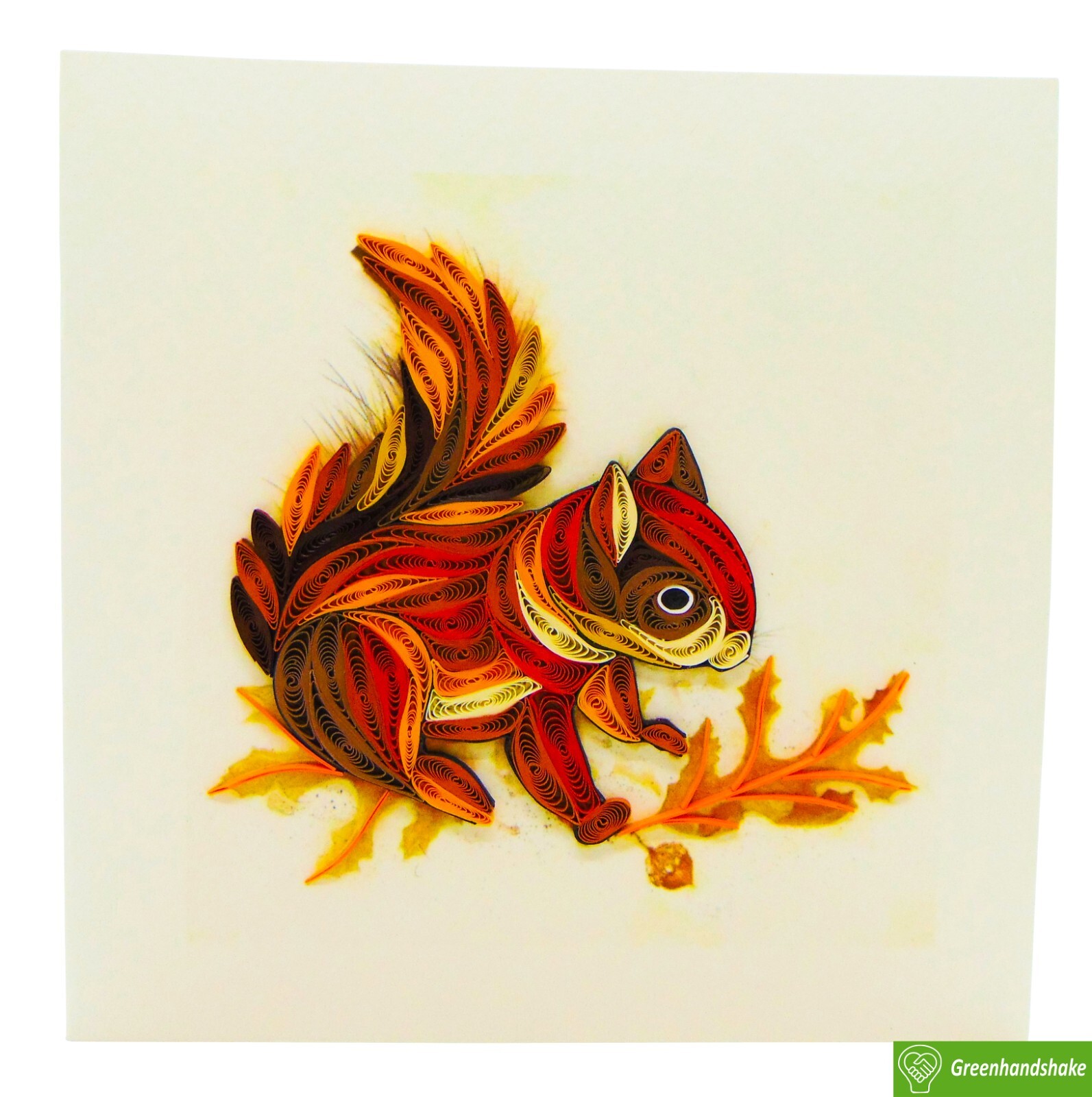Squirrel Quilling Greeting Card – Unique Dedicated Handmade Art – GREENHANDSHAKE
