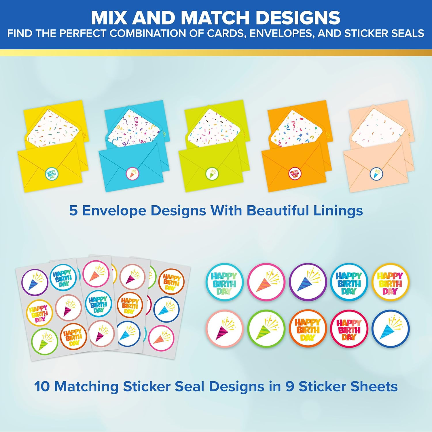 50 Pack 6X4In Happy Birthday Cards for Kids Bulk with Envelopes and Stickers,…