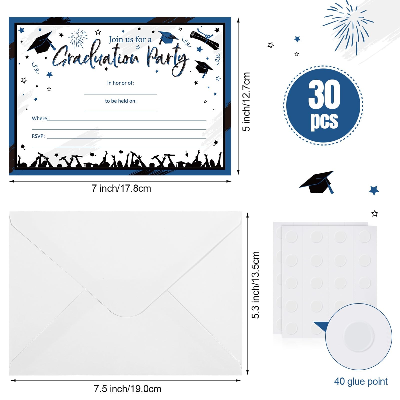 30 Pcs Graduation Party Invitations Graduation Invite Cards with Envelopes Gr…