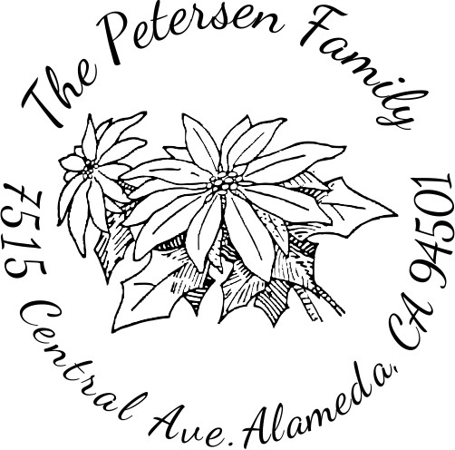 Custom Christmas Address MicroPrinter Stamp – Poinsettia Holidays