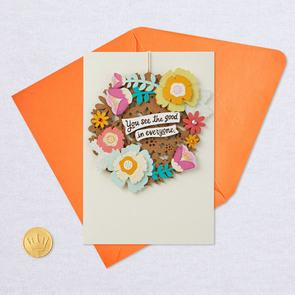 Hallmark Birthday Card by Signature ~ Removable Wreath Ornament / Decoration
