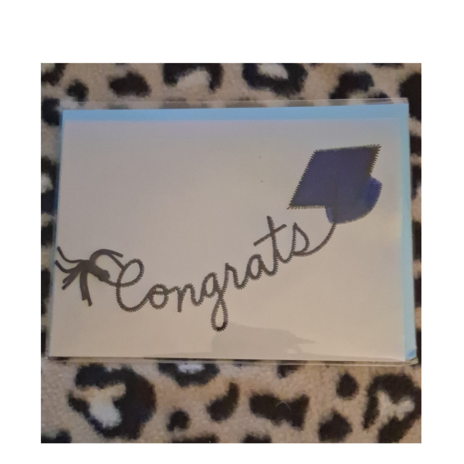 Papyrus Graduation Congrats Greeting Card Graduation Cap White Blue Black Folded