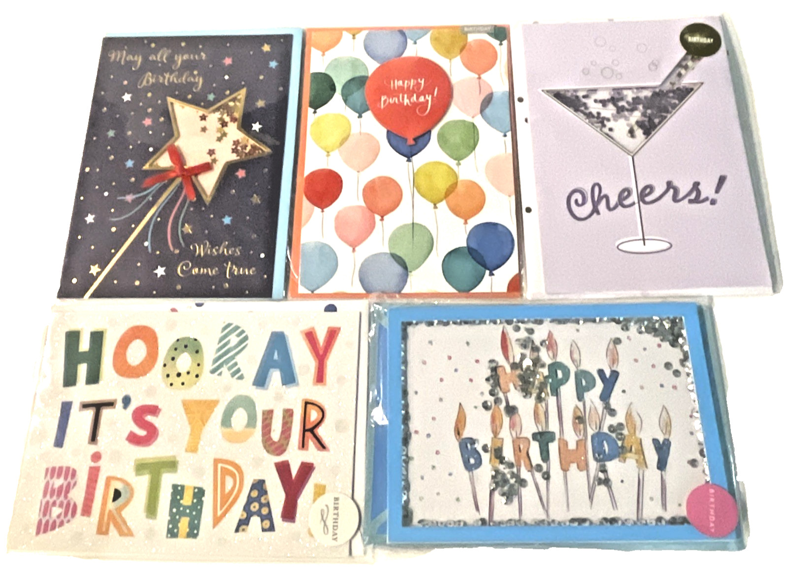 Birthday Cards Lot of 5 Embellishments 3-D New in Package Extra Postage Required