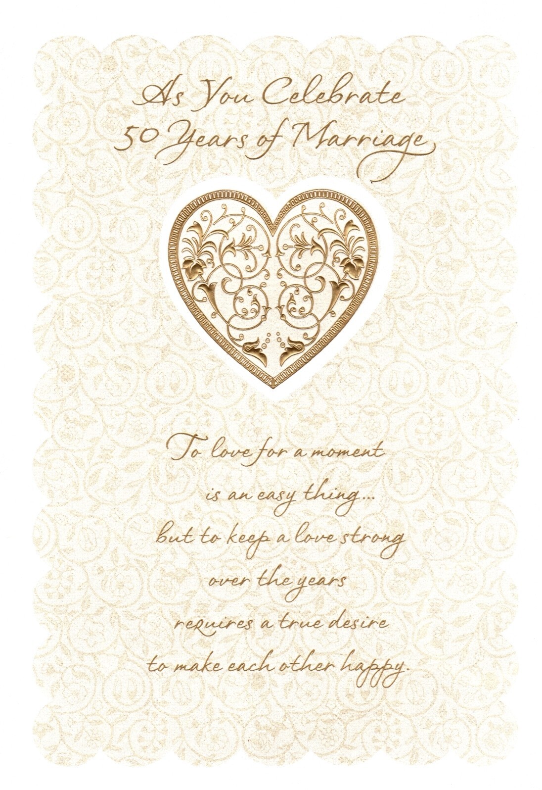 Happy Anniversary Golden 50 Fifty Years Heart Theme Hallmark Greeting Card