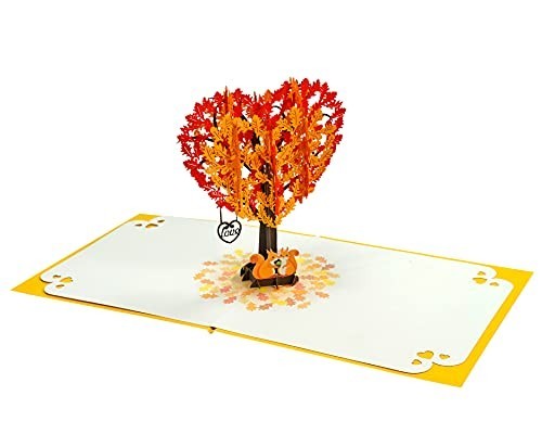 3D Pop Up Anniversary Card 6x6in Squirrel Couple Heart Tree Love Greeting for