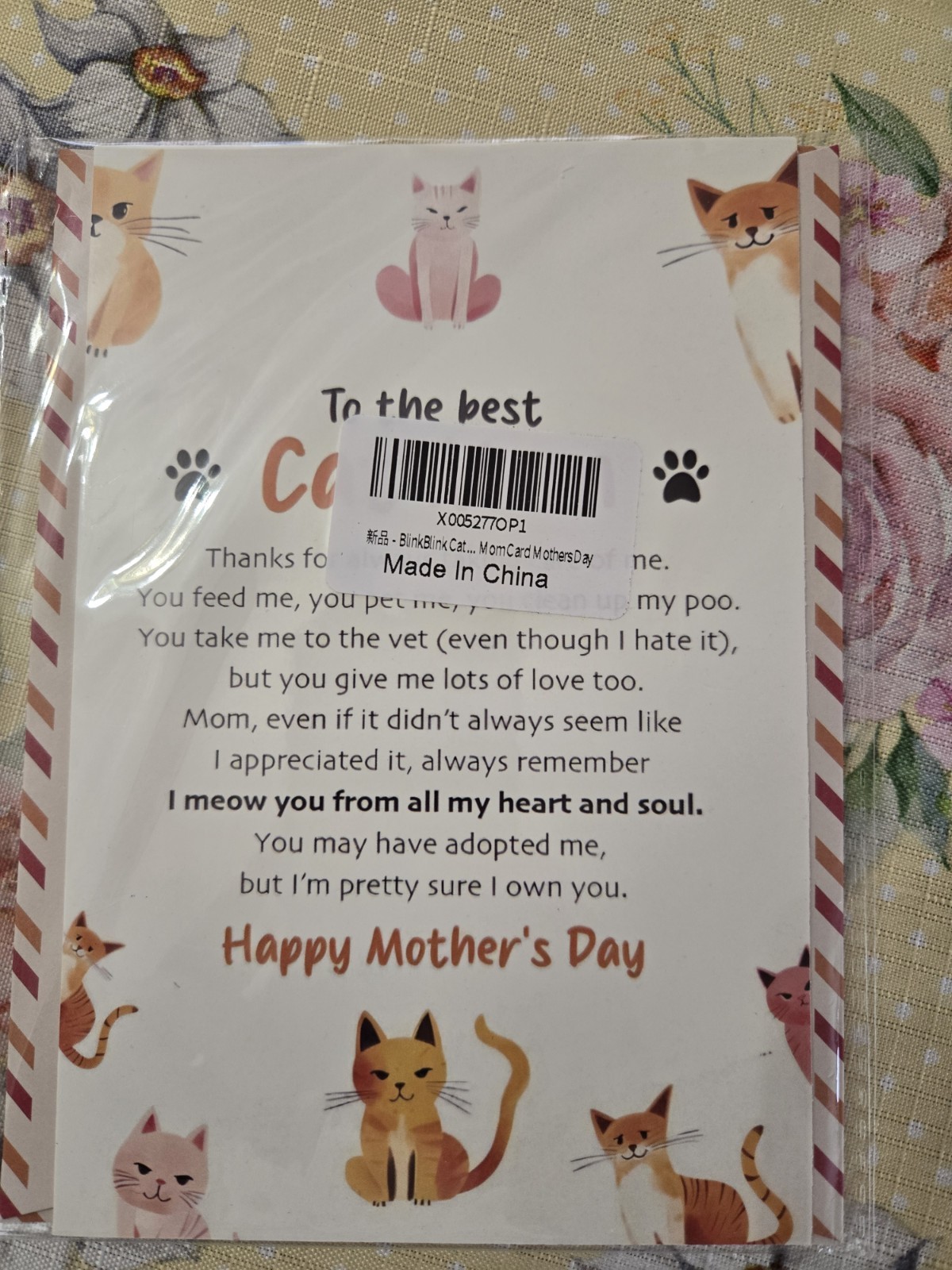 Mother’s Day Greeting Card for Mom, Folded Floral Multicolor Love, Envelope