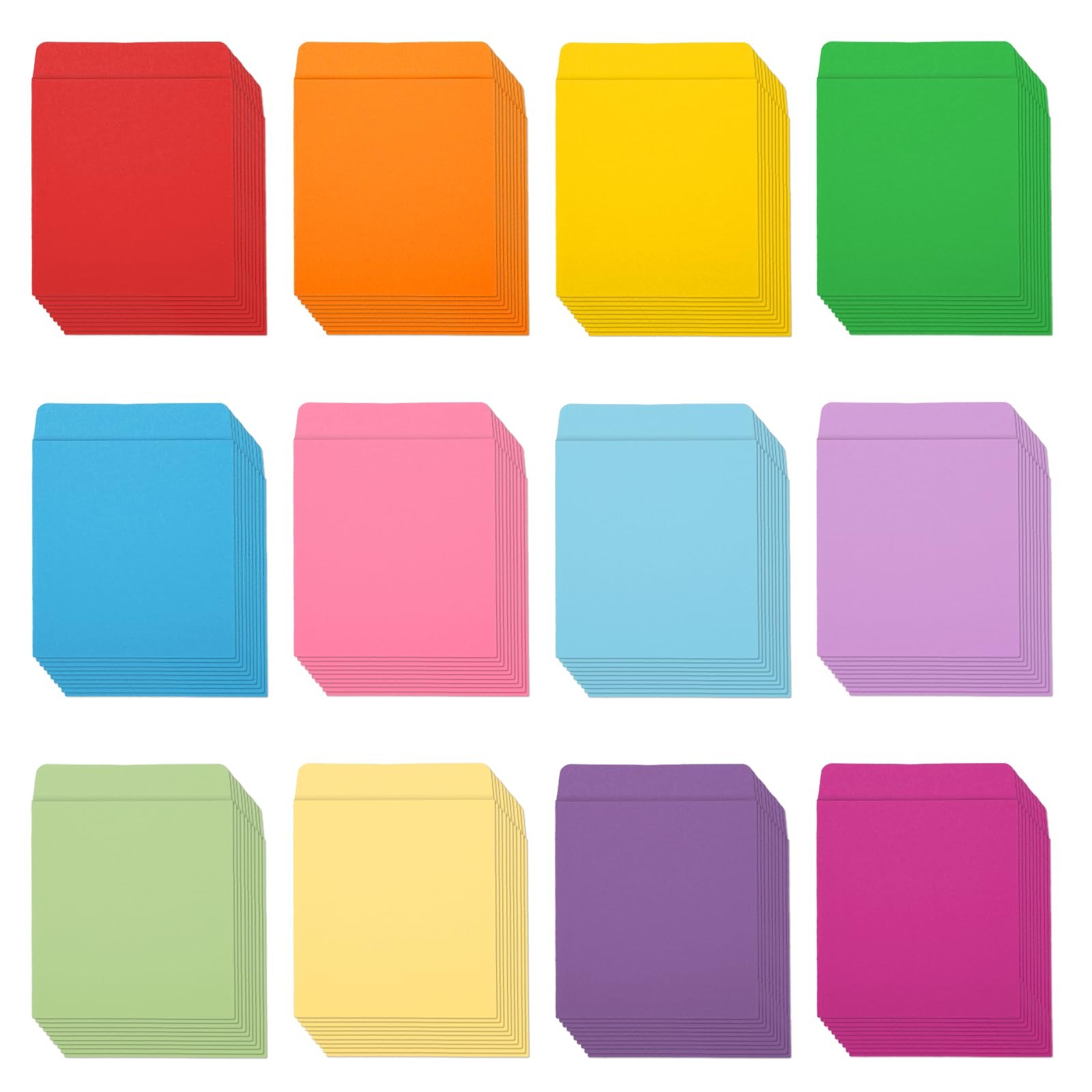 120 Pieces Library Card Pockets 12 Colors Envelopes 120PCS Removable Adhesive