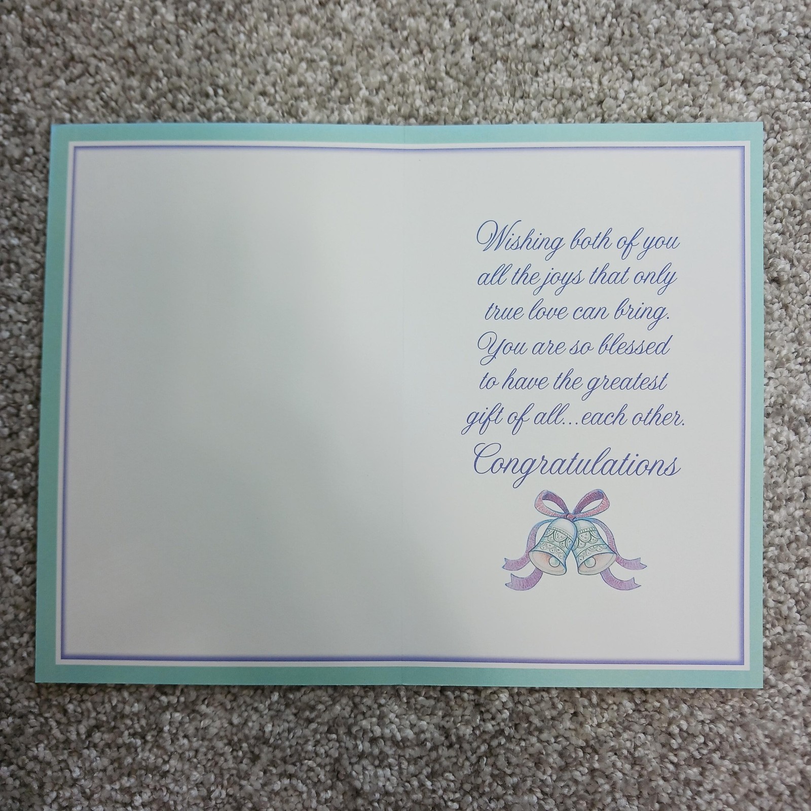 Elegant Craft Engagement Greeting Card Blue Floral Contemporary Envelope USA