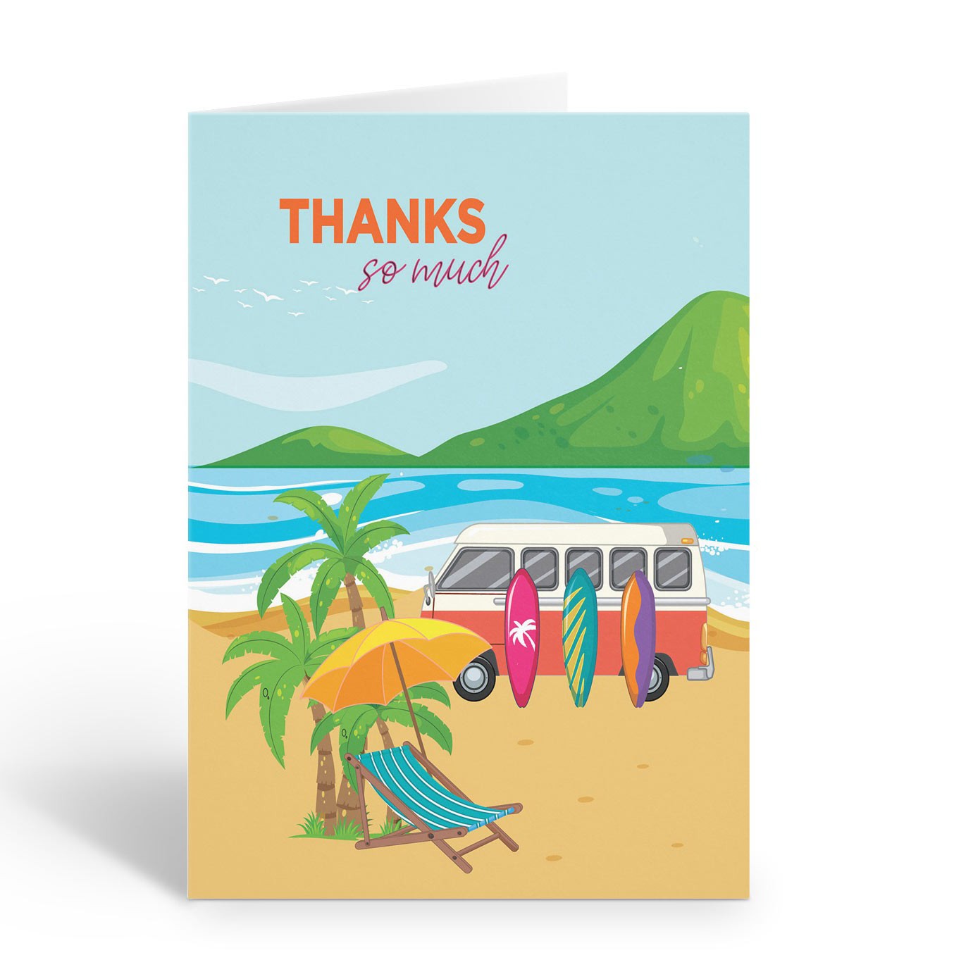 Coastal Beach Blank Thank You Note Cards, 10 cards w/Envelopes – 4.25″ x 5.5″