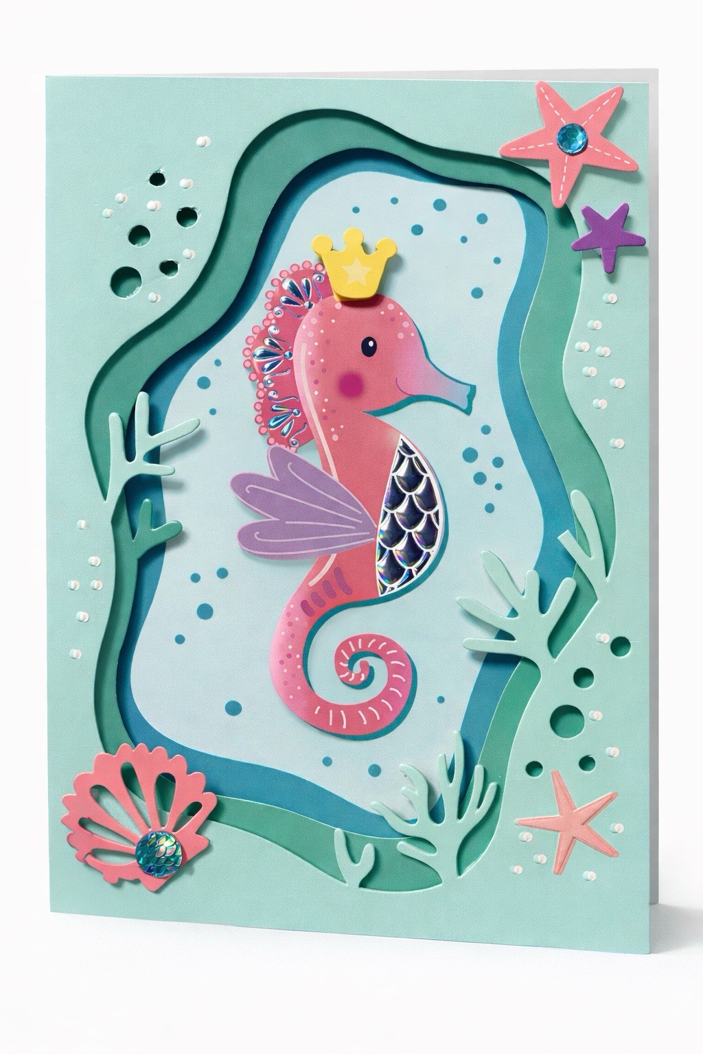 Happy Birthday Card! Gorgeous Layered Seahorse! Have a Magical Day!
