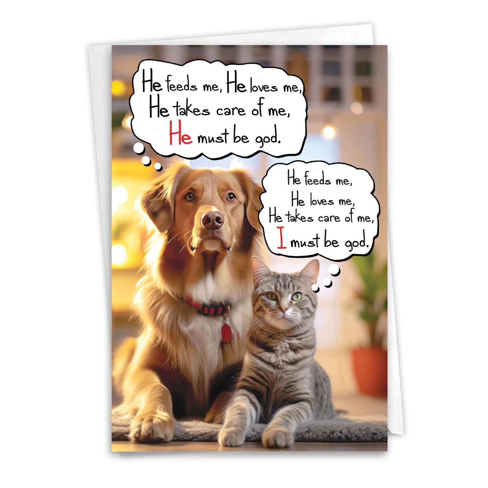 Humor- Pet God- Birthday Card – Friend Her Him Nobleworks