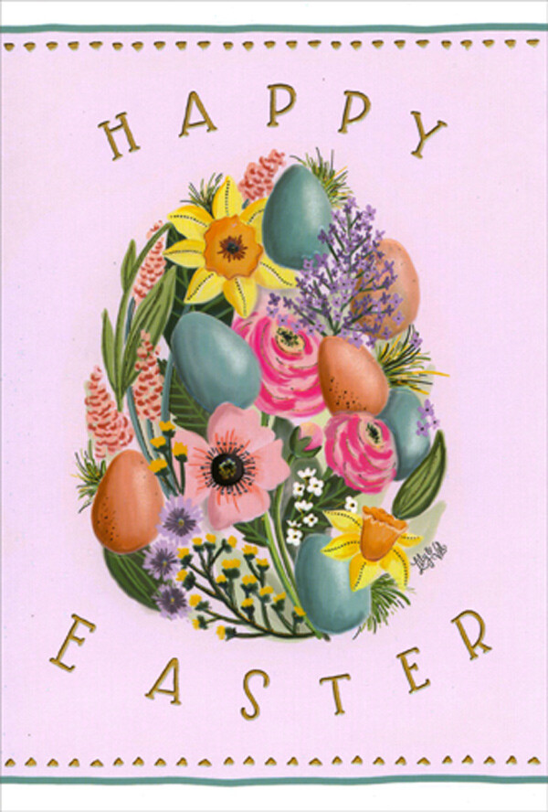 Pictura Spring Florals in Egg Shape Easter Card