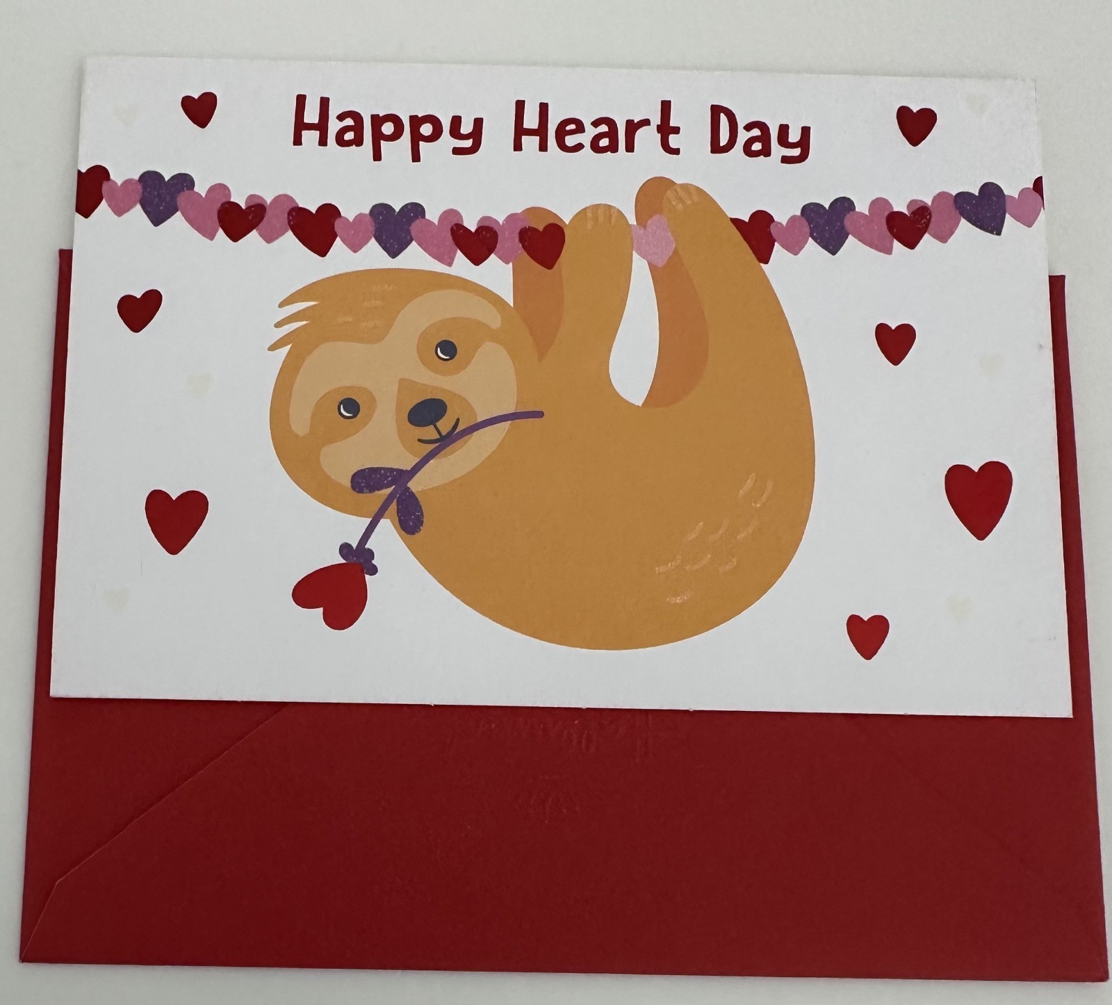Hallmark Happy Valentine’s Day Greeting Card w/ Envelope – Sloth – Heart Day