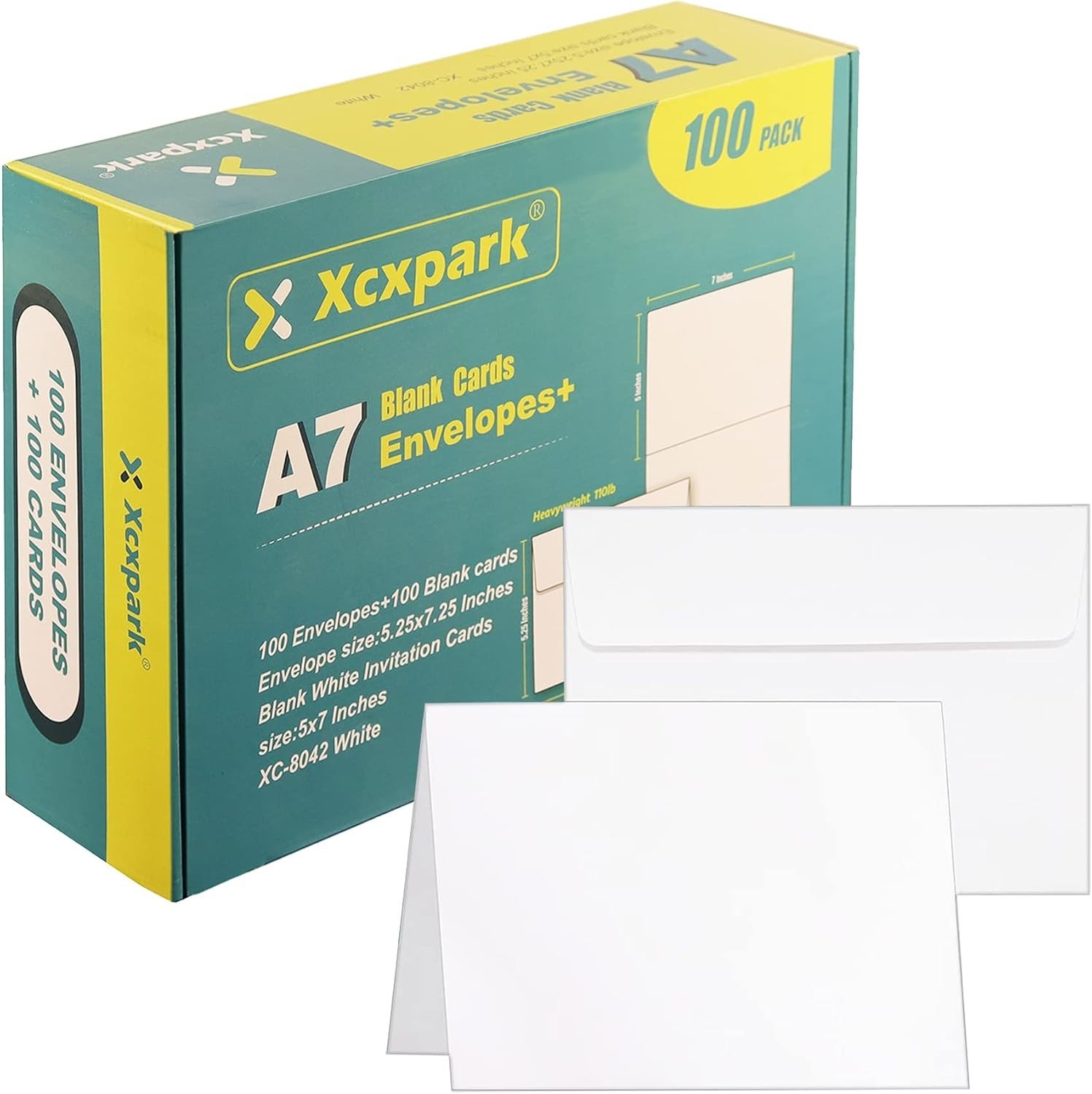 Self-Seal A7 Envelopes and 100 Folded Cards – Wedding, Birthday, Baby Shower