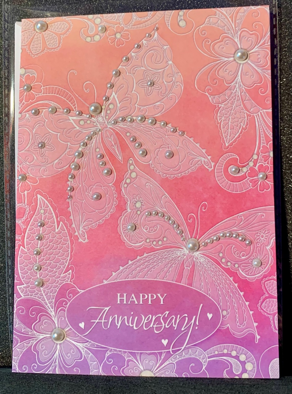 Happy Anniversary Greeting Card Beautiful Pearl Butterflies!
