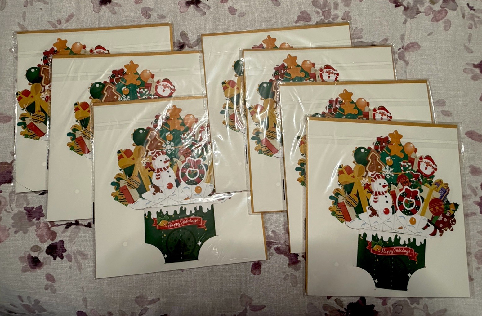 Christmas Tree Pop Up Greeting Card – Handcrafted Holiday Cards- Lot Of 7