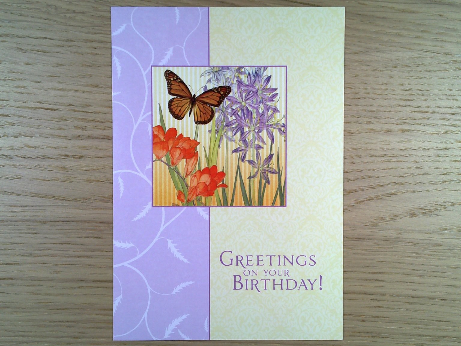 Concord Litho Birthday Card Butterfly Floral Design 700132 USA