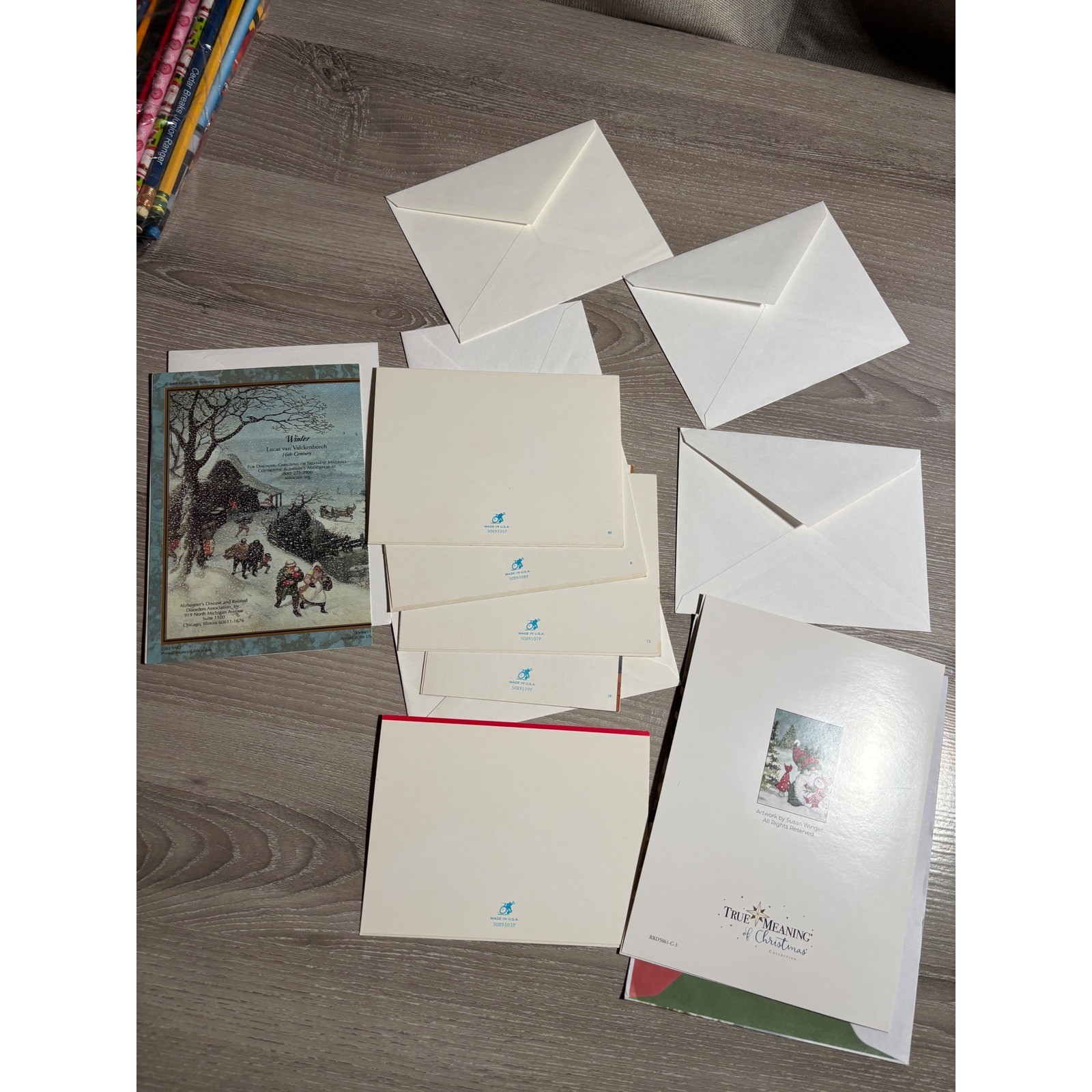 Vintage Christmas Greeting Cards Lot of 7 Assorted Winter Scenes Envelopes