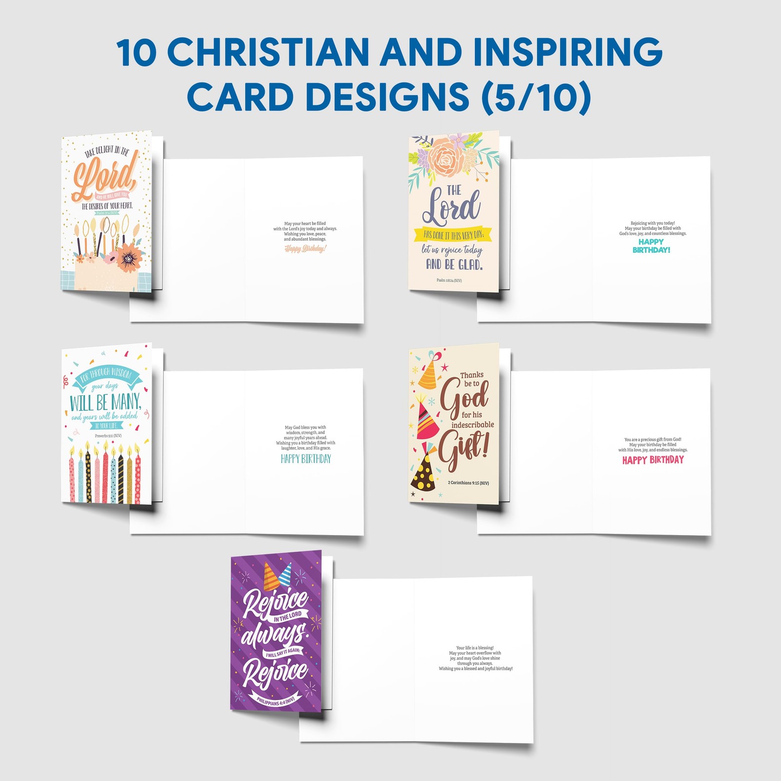Decorably 50 Pack 4x6in Religious Birthday Cards for 4×6 inches, Multicolor