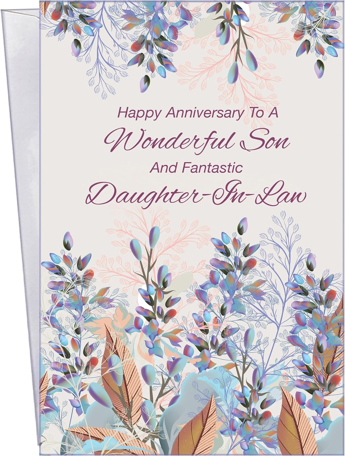 – Anniversary Card for Son and Daughter-In-Law – Made in USA – OPENS to 10″ X 7.
