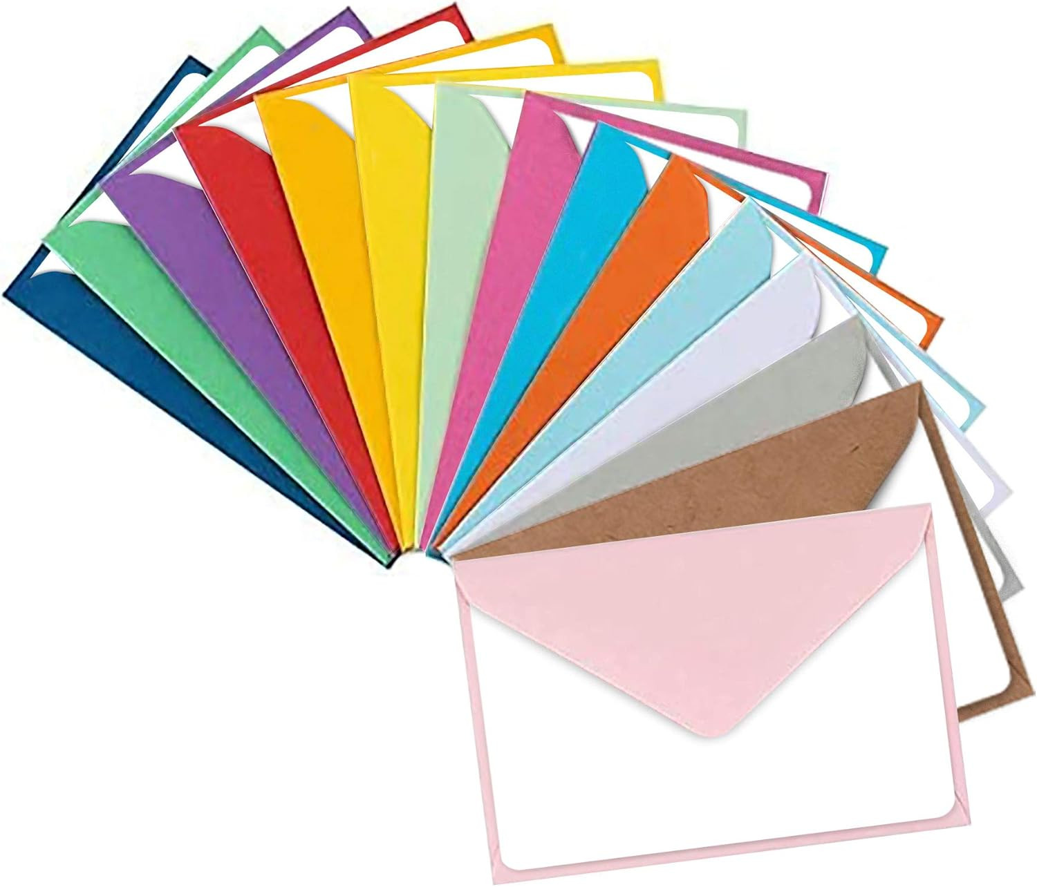 Colorful Envelopes with Blank Flat White Cards 5″ X 7″ Assorted Colors 105 Pack