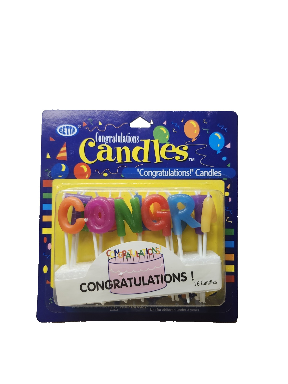 Party Express 16 Multi-colored Candles Spelling Congratulations From Betta