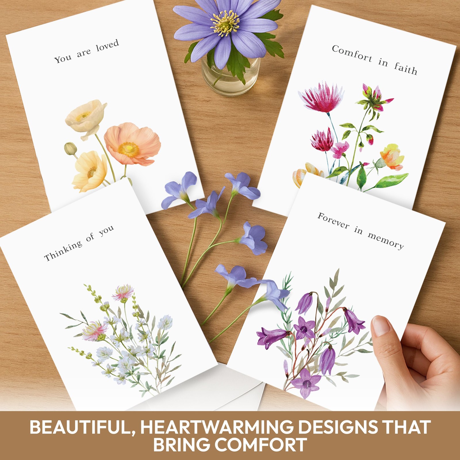 4×6 in Box of Sympathy Cards with Envelopes Thinking of you Card for Condolence