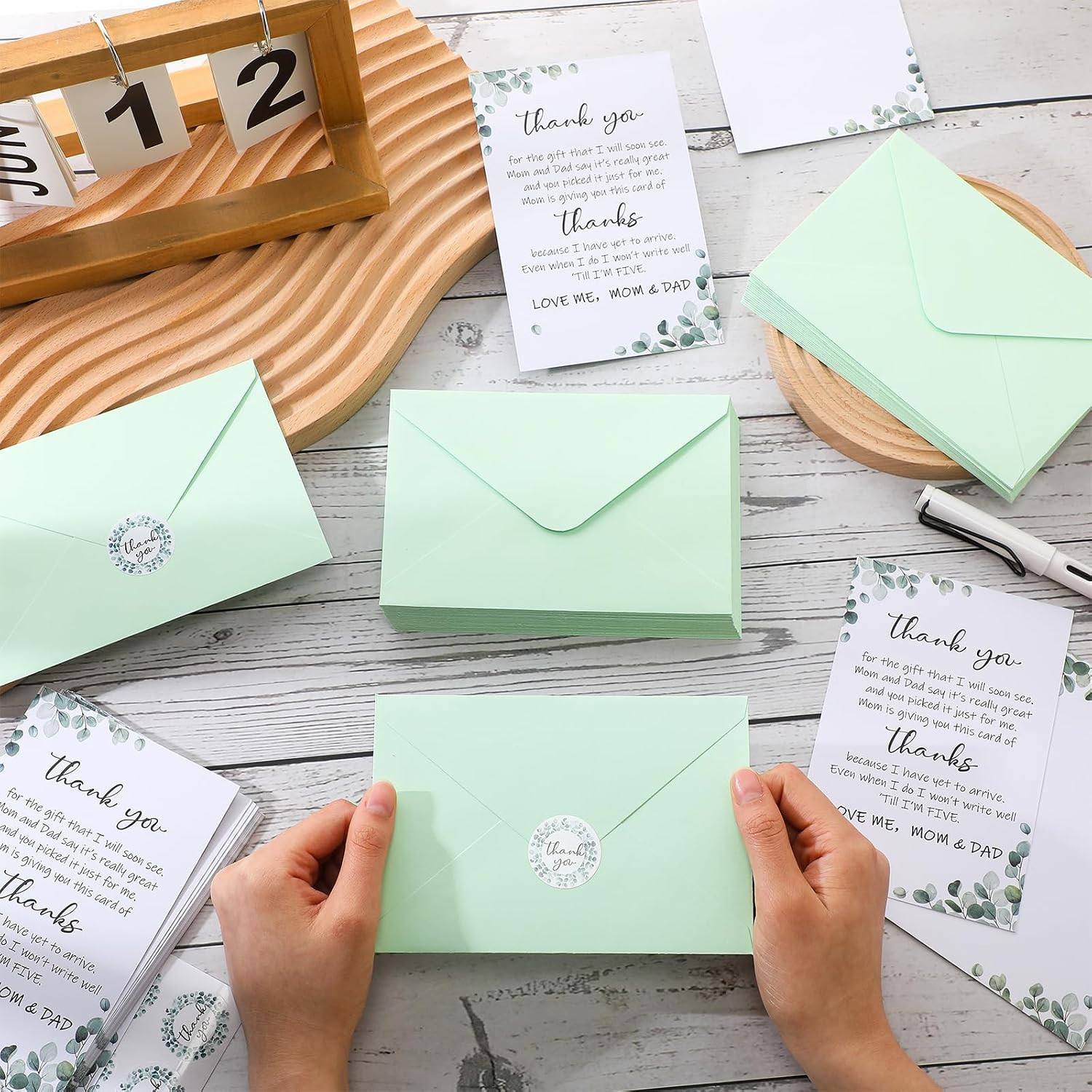 50 Set Baby Shower Thank You Cards with Envelopes Stickers Thank You Gifts for B