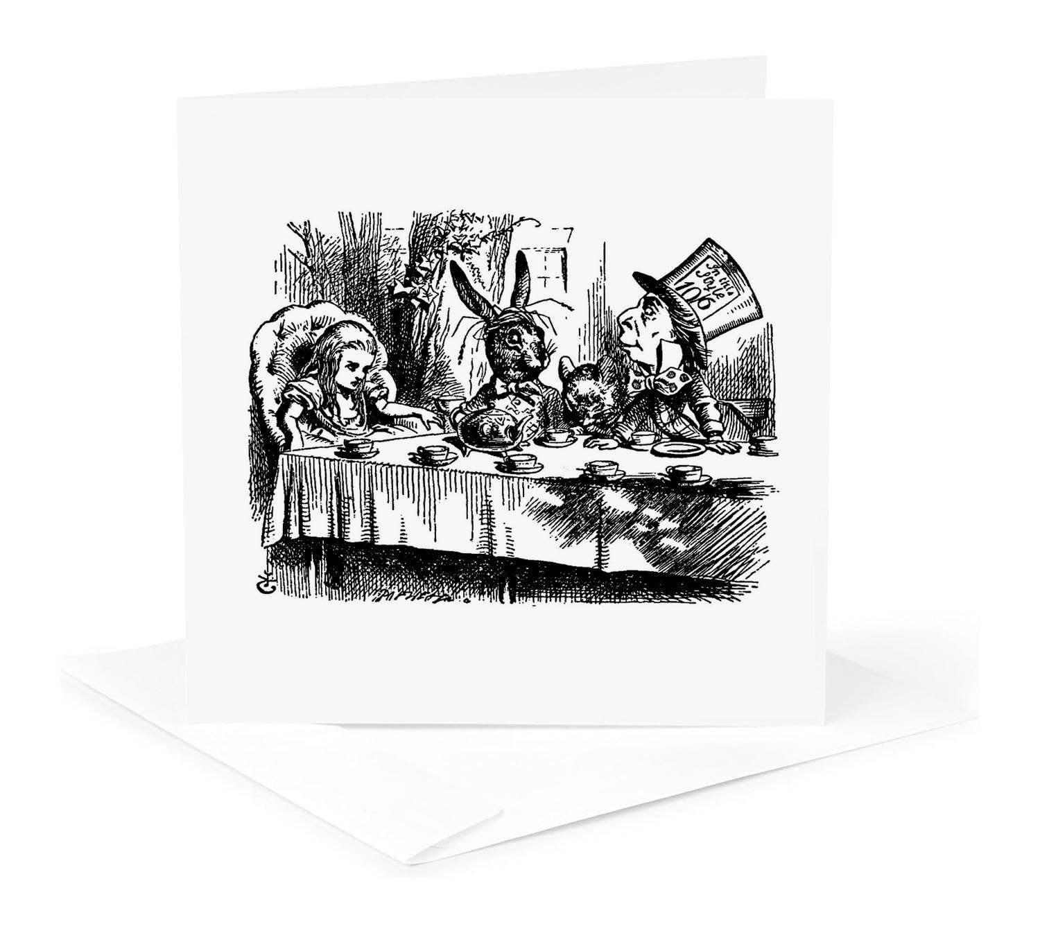 Mad Hatter Tea Party Greeting Card 6×6 Alice in Wonderland Single Card