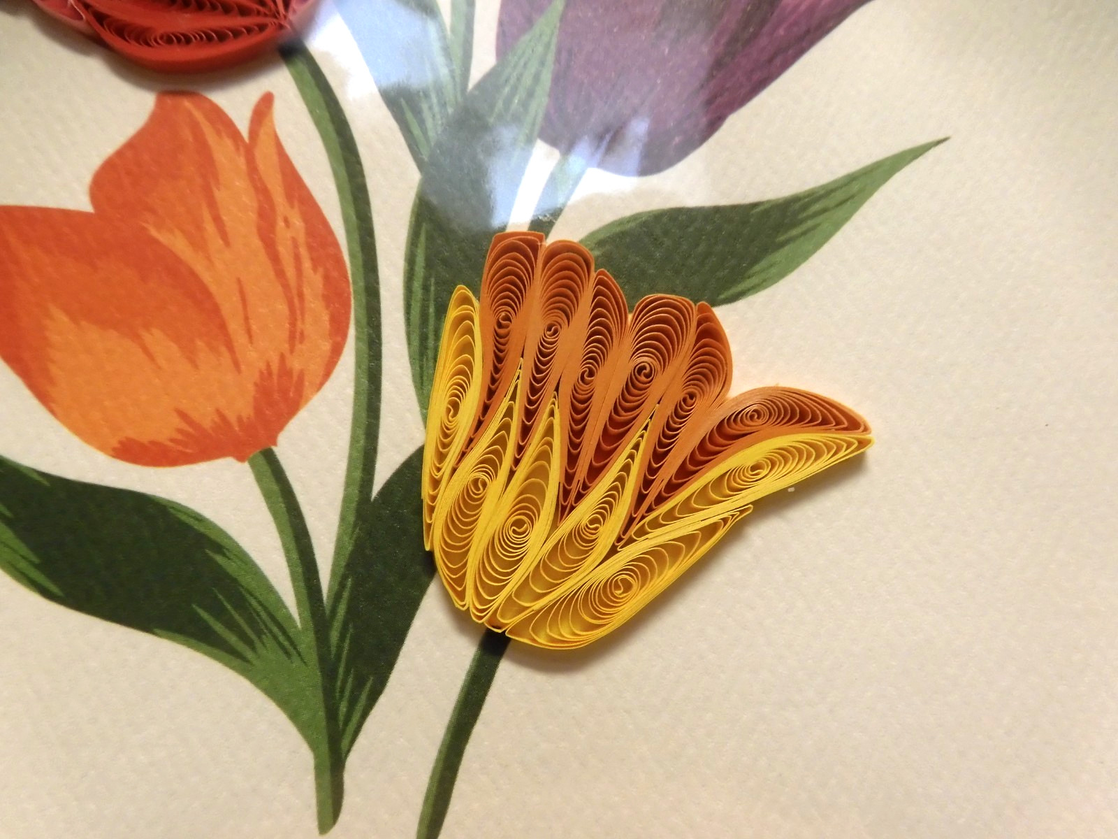 1 Punch Studio Card Quilled Happy Birthday Tulip Flowers Blank Inside