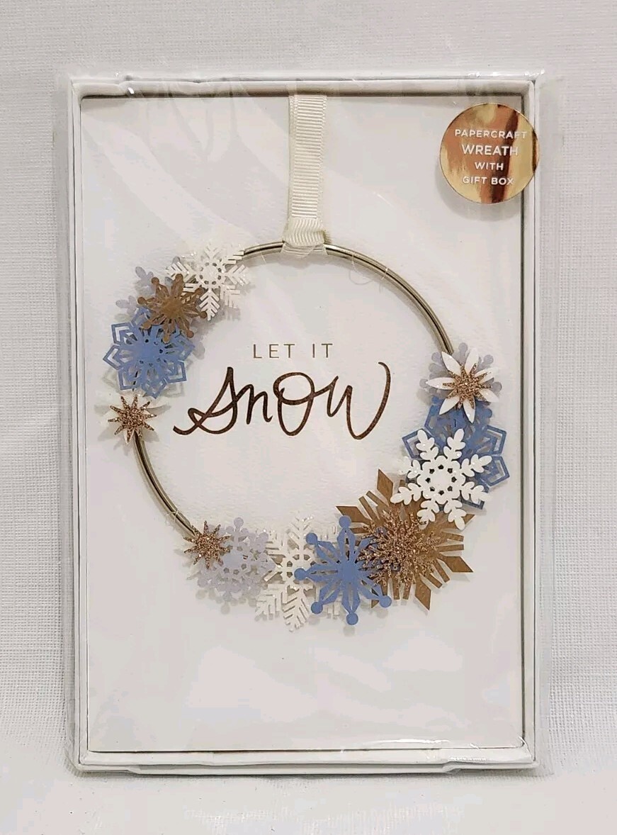 Hallmark Signature Papercraft Wreath With Gift Box Christmas Card