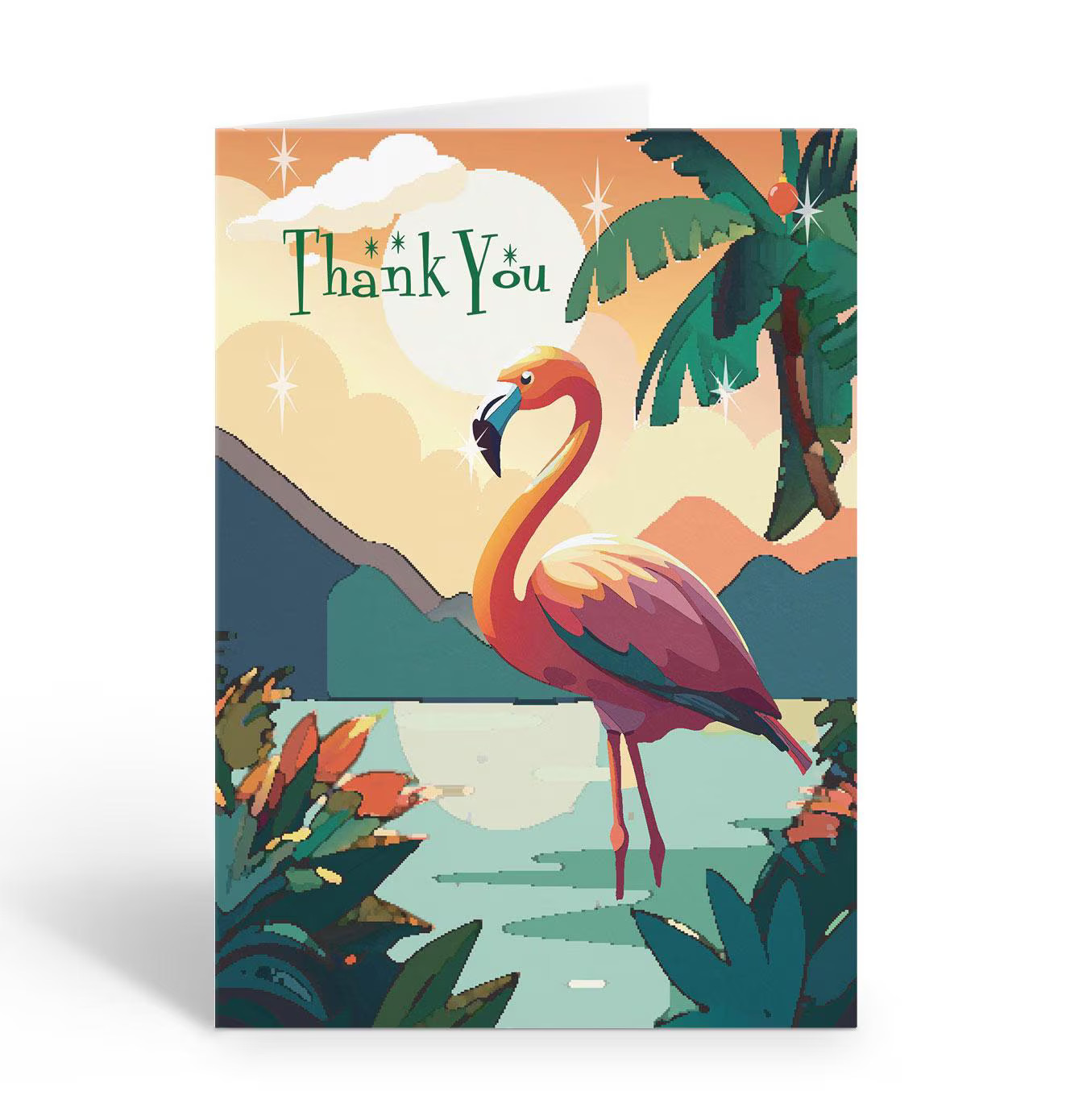Sunset Tropical Flamingo Thank You Note Cards – 10 Boxed Note Cards – B14807