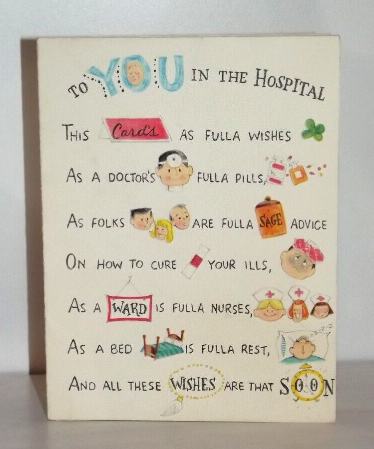 Vintage Hallmark Greeting Card Get Well Wishes Hospital B114