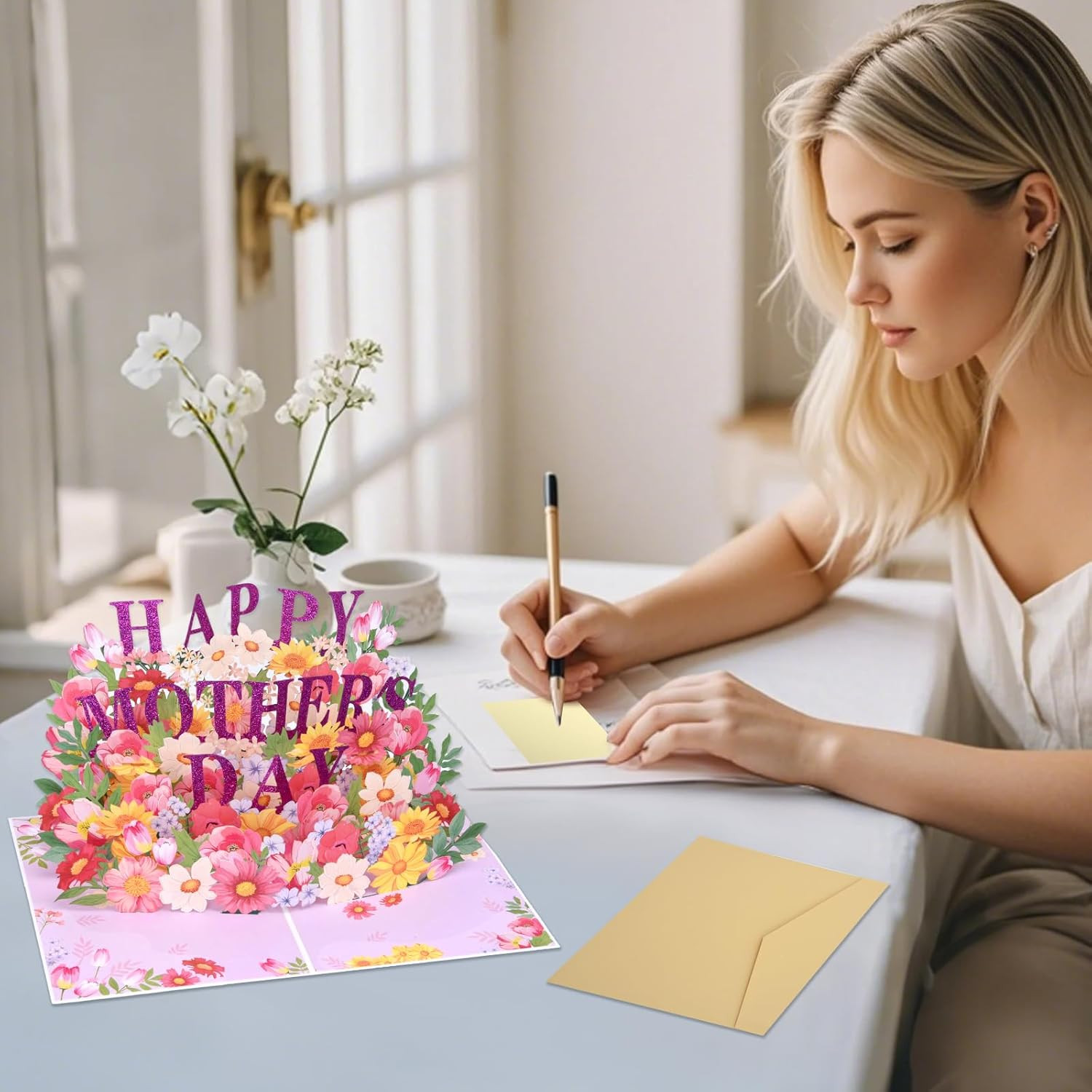3D Happy Mothers Day Pop up Card, Handcrafted – 100% Recycled and Eco-Friendly,