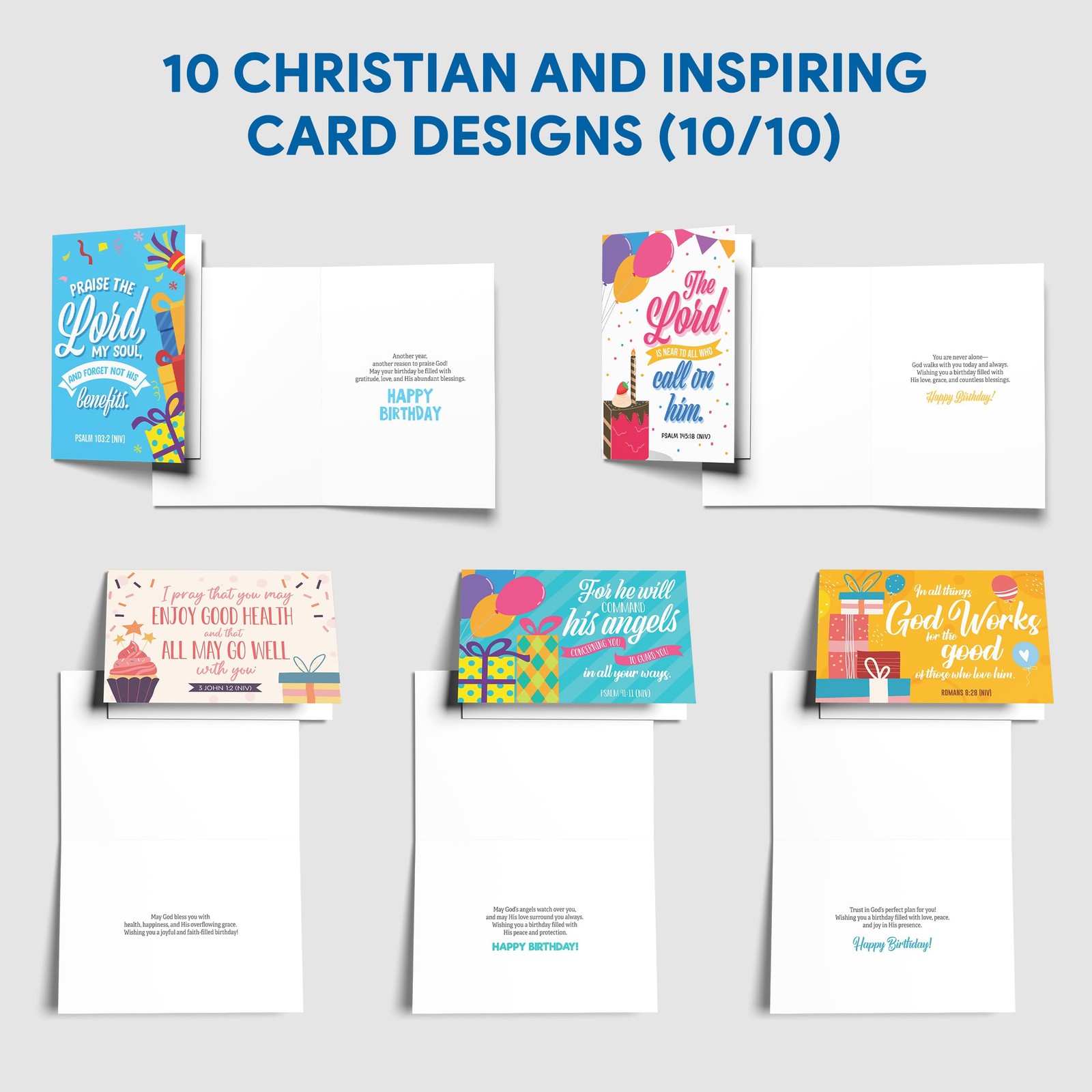 Decorably 50 Pack 4x6in Religious Birthday Cards for 4×6 inches, Multicolor
