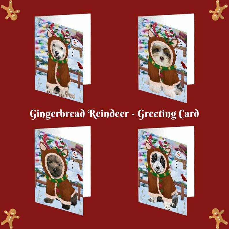 Christmas Gingerbread Reindeer Dog Cat Pet Photo Greeting Invitation Card