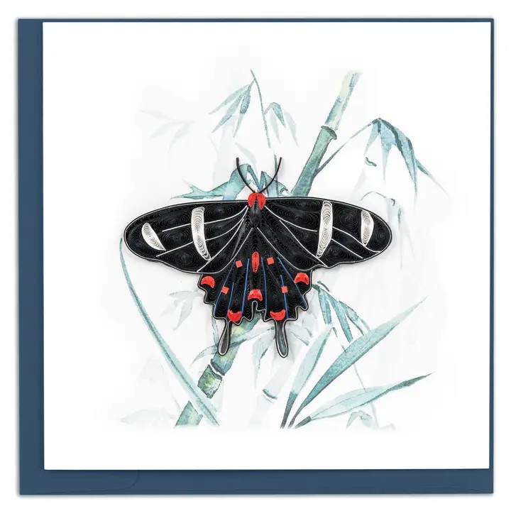 Quilling Card Butterfly on Bamboo Greeting Card