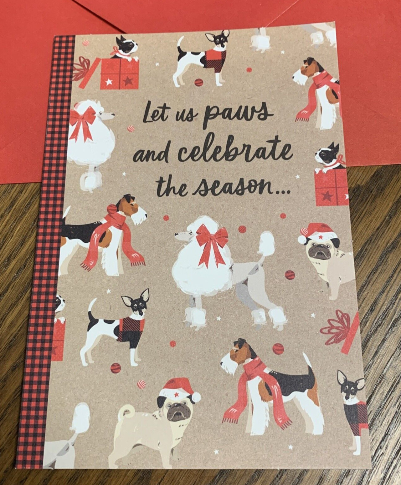 Merry Christmas Funny Dog Let Us Paws And Celebrate 5″x7″ Hallmark Greeting Card